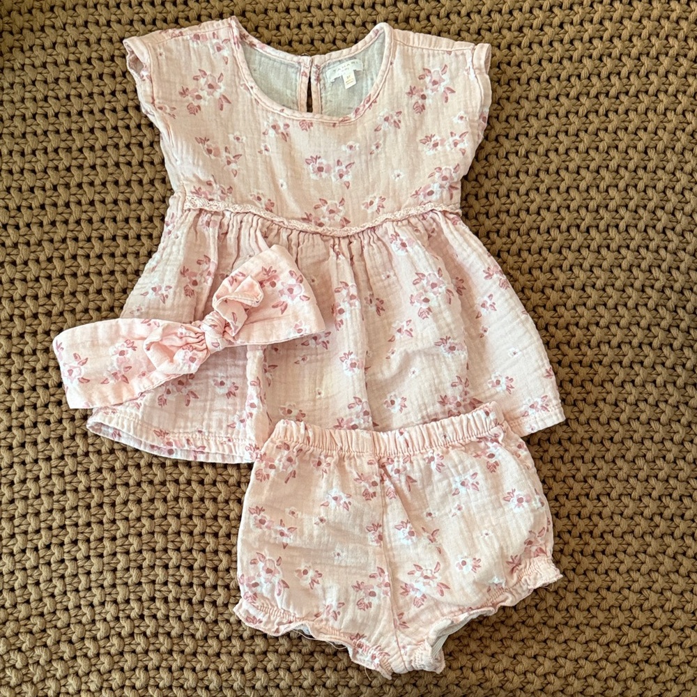 Floral Pink Toddler 3 piece Outfit Set